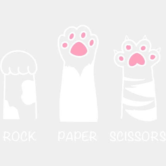 Rock Paper Scissors B&W - Cats DTF Transfer Adult Unisex - S & M (10’’) / Light Color Design (See Imaging)