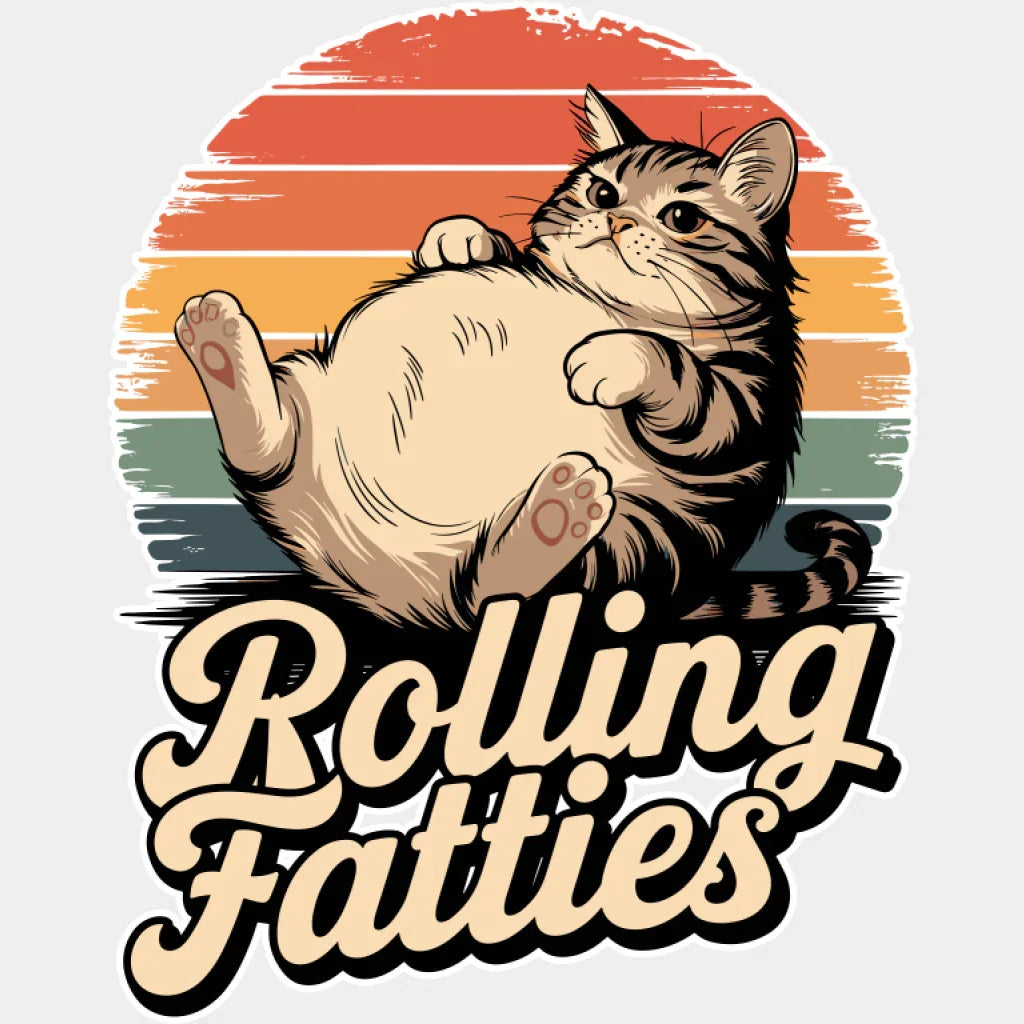 Rolling Fatties - Cat DTF Transfer Adult Unisex - S & M (10’’) / Light Color Design (See Imaging)
