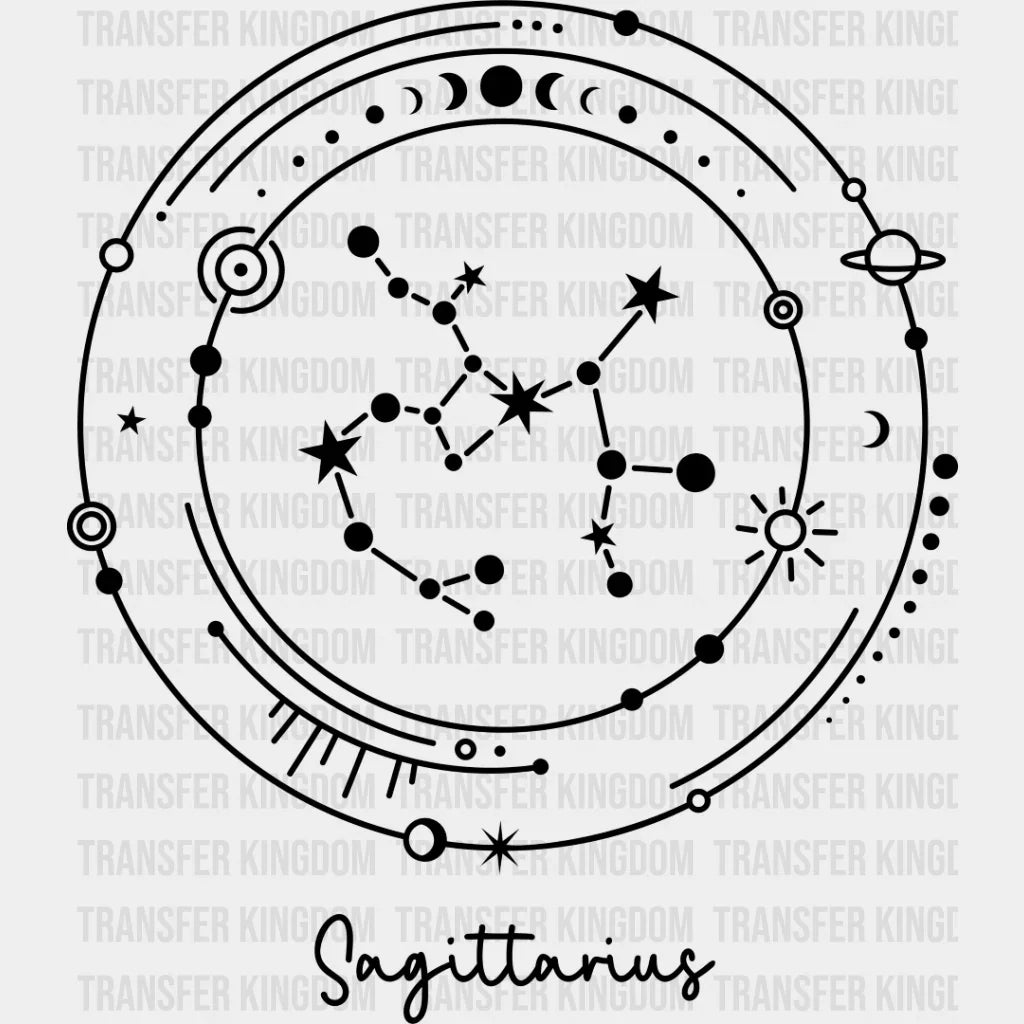 Sagittarius Constellation Design - Zodiac Dtf Transfer Unisex S & M (10’’) / Dark Color See Imaging