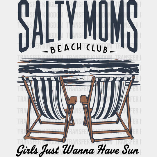 Salty Moms Beach Club - Summer DTF Transfer Adult Unisex - S & M (10’’) / Dark Color Design (See Imaging)