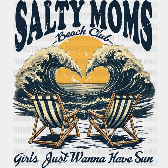 Salty Moms Beach Club Waves - Summer DTF Transfer Adult Unisex - S & M (10’’) / Dark Color Design (See Imaging)