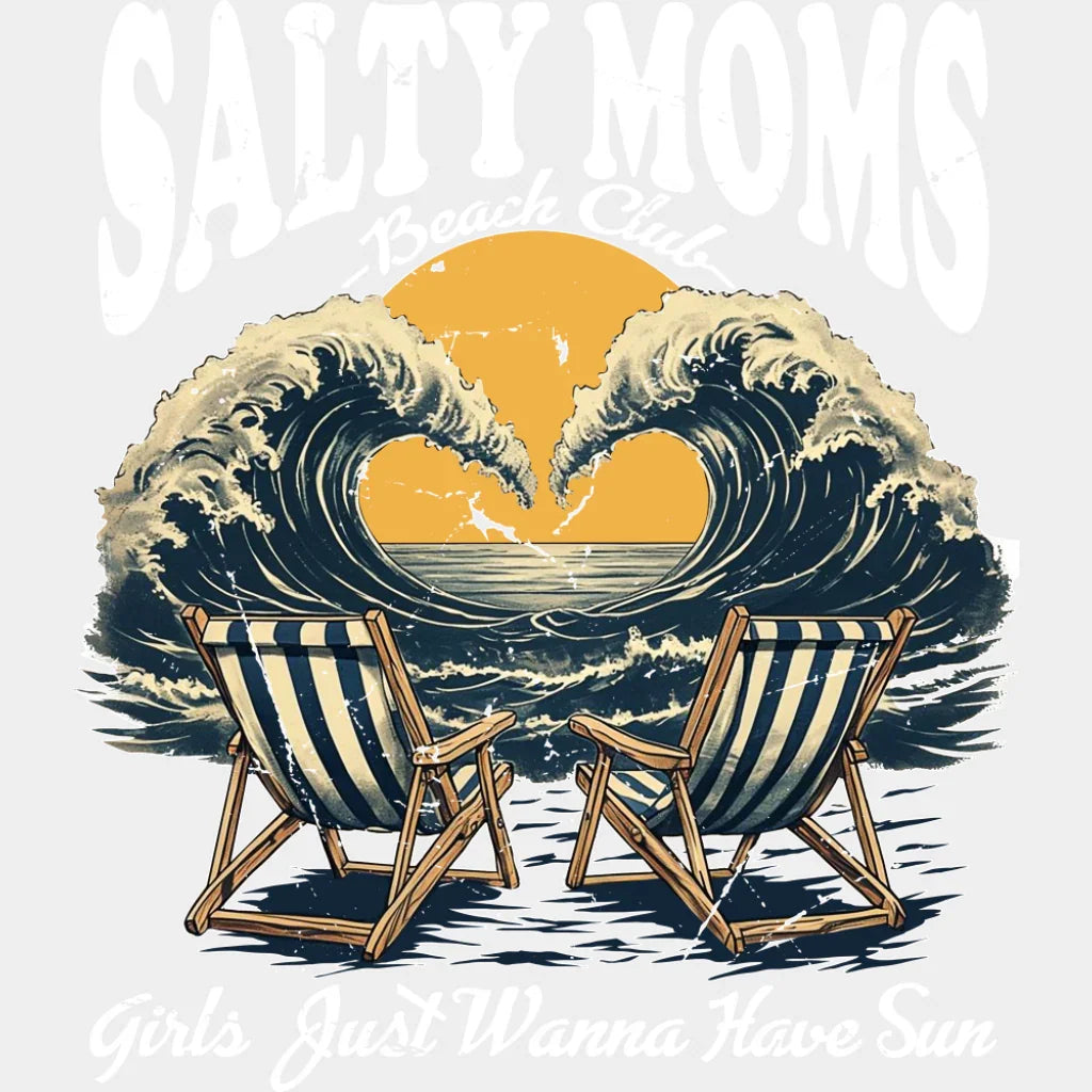 Salty Moms Beach Club Waves - Summer DTF Transfer Adult Unisex - S & M (10’’) / Light Color Design (See Imaging)