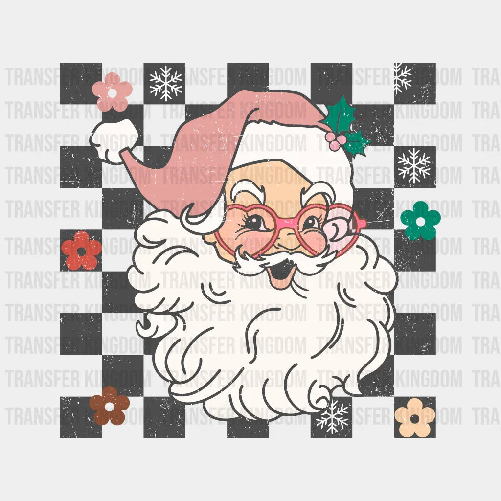 Santa Checkered Christmas Design - Dtf Heat Transfer