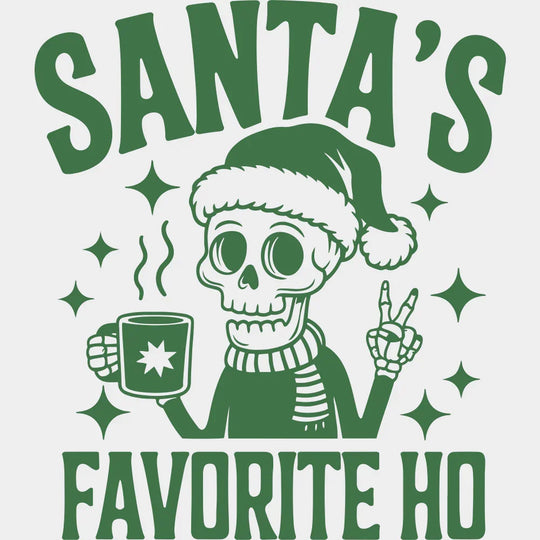 Santa’s Favorite Ho - Christmas DTF Transfer Adult Unisex - S & M (10’’) / Green Color Design (See Imaging)