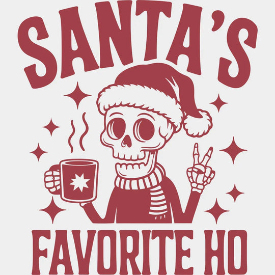 Santa’s Favorite Ho - Christmas DTF Transfer Adult Unisex - S & M (10’’) / Red Color Design (See Imaging)