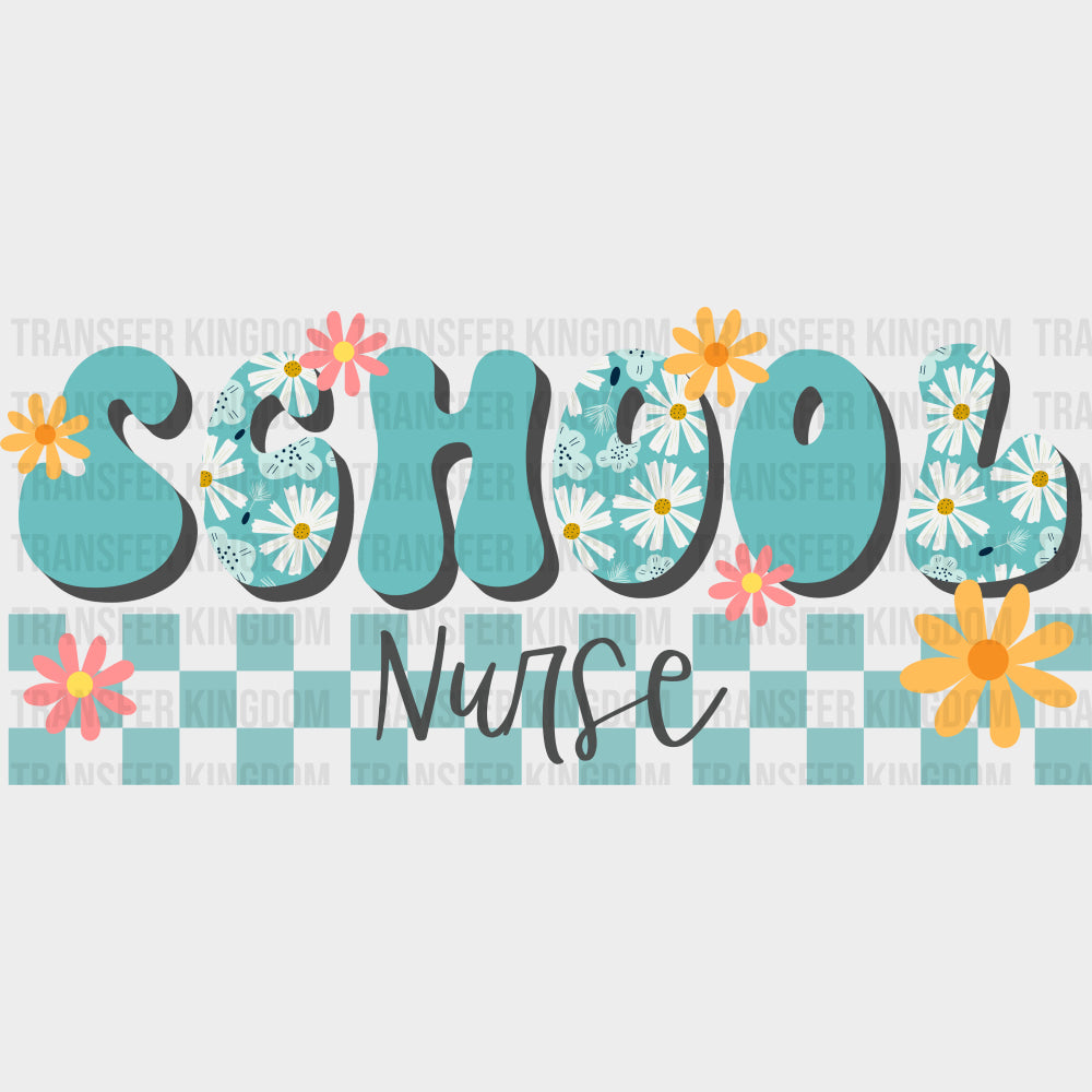 School Nurse, Blue Checkered Design - School Nurse DTF Transfers transfer-kingdom