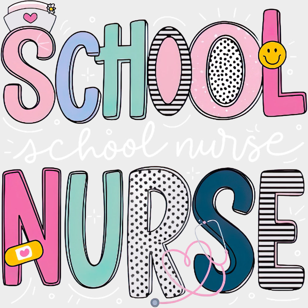 School Nurse - School Nurse DTF Transfers transfer-kingdom Light Color Design (See Imaging)