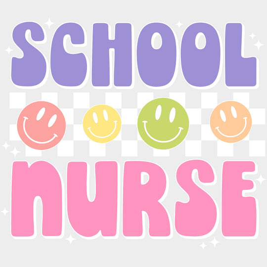 School Nurse, Purple & Pink - School Nurse DTF Transfers transfer-kingdom Light Color Design (See Imaging)