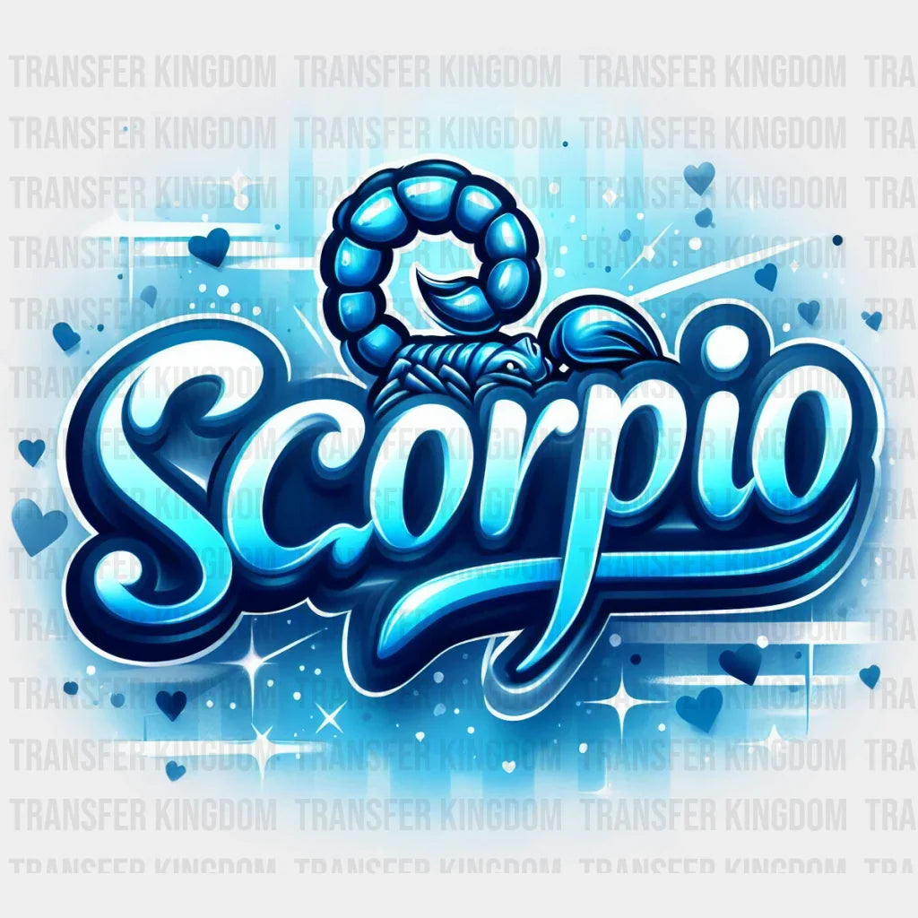 Scorpio Blue And Pink - Zodiacs & Horoscopes Dtf Transfer Unisex S M (10’’) / Color Design See