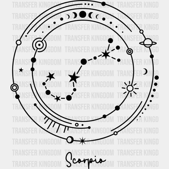 Scorpio Constellation Design - Zodiac Dtf Transfer Unisex S & M (10’’) / Dark Color See Imaging