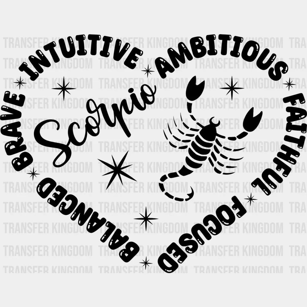 Scorpio Heart Design - Zodiac & Horoscopes Dtf Heat Transfer Unisex S M (10’’) / Dark Color See