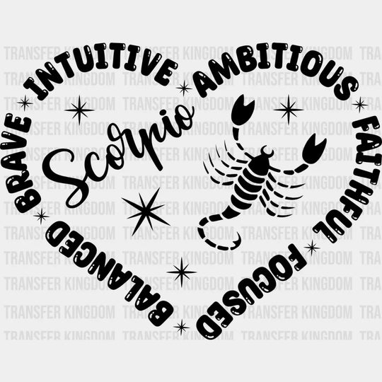 Scorpio Heart Design - Zodiac & Horoscopes Dtf Heat Transfer Unisex S M (10’’) / Dark Color See