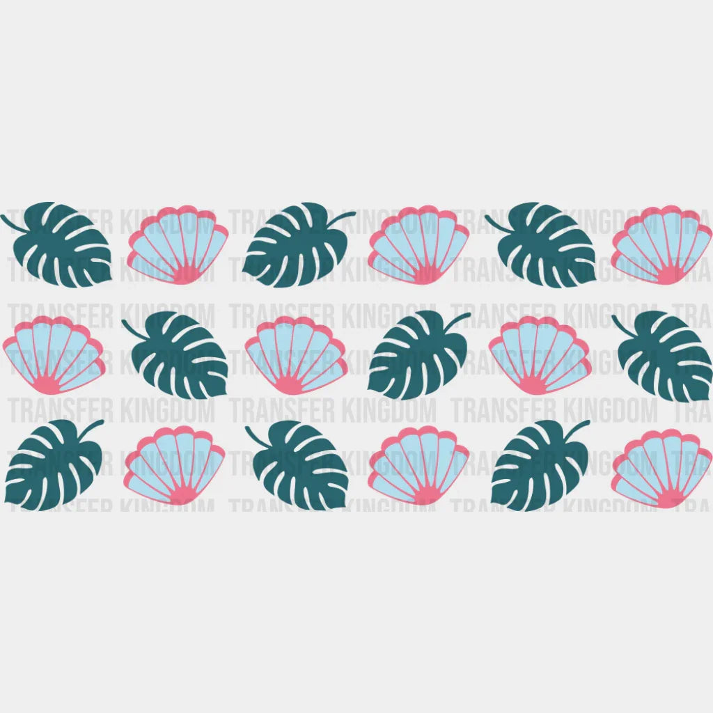Sea Shells & Leaves - General Cup Wrap UV Sticker Permanent UV DTF Decal UVDTF