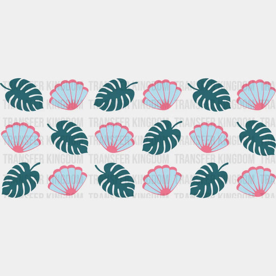 Sea Shells & Leaves - General Cup Wrap UV Sticker Permanent UV DTF Decal UVDTF