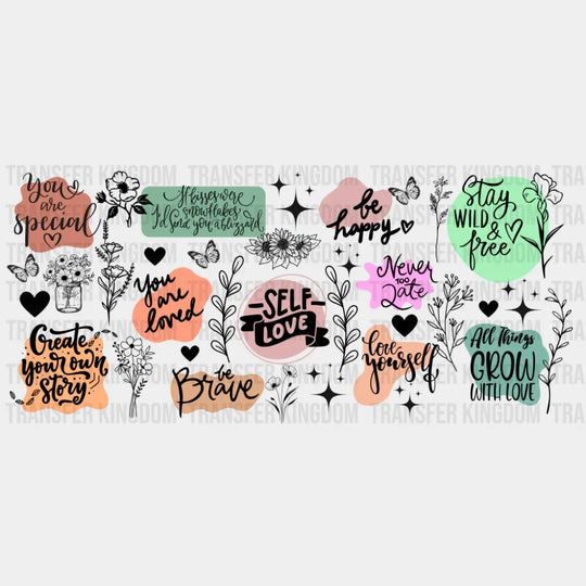 Self Love - Mental Health Cup Wrap UV Sticker Permanent UV DTF Decal UVDTF