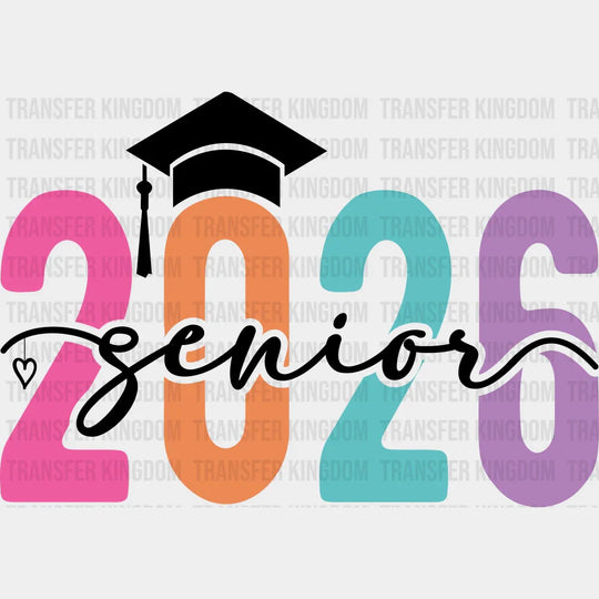 Senior 2026 B&W Cap - Graduation DTF Transfer Adult Unisex - S & M (10’’) / Dark Color Design (See Imaging)