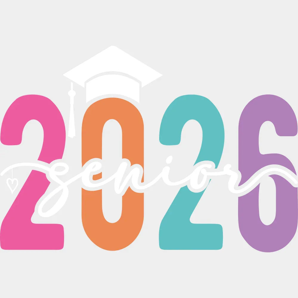 Senior 2026 B&W Cap - Graduation DTF Transfer Adult Unisex - S & M (10’’) / Light Color Design (See Imaging)