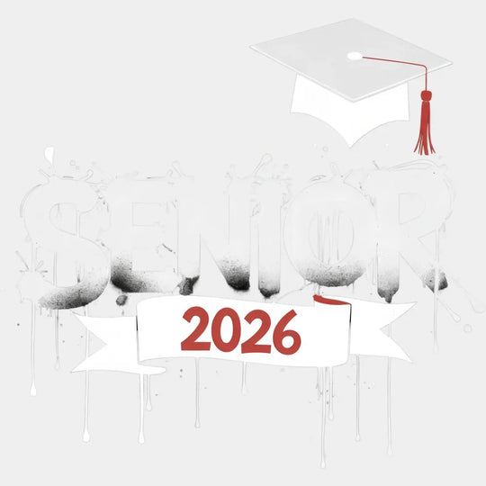 Senior 2026 Drippy Design B&W - Graduation DTF Transfer Adult Unisex - S & M (10’’) / Light Color Design (See Imaging)