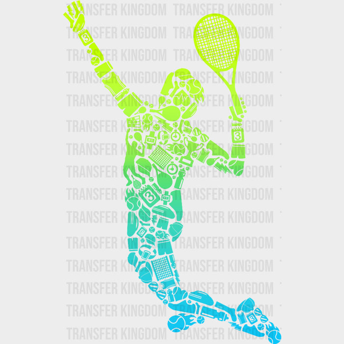 Serving, Gradient Design - Tennis DTF Transfers