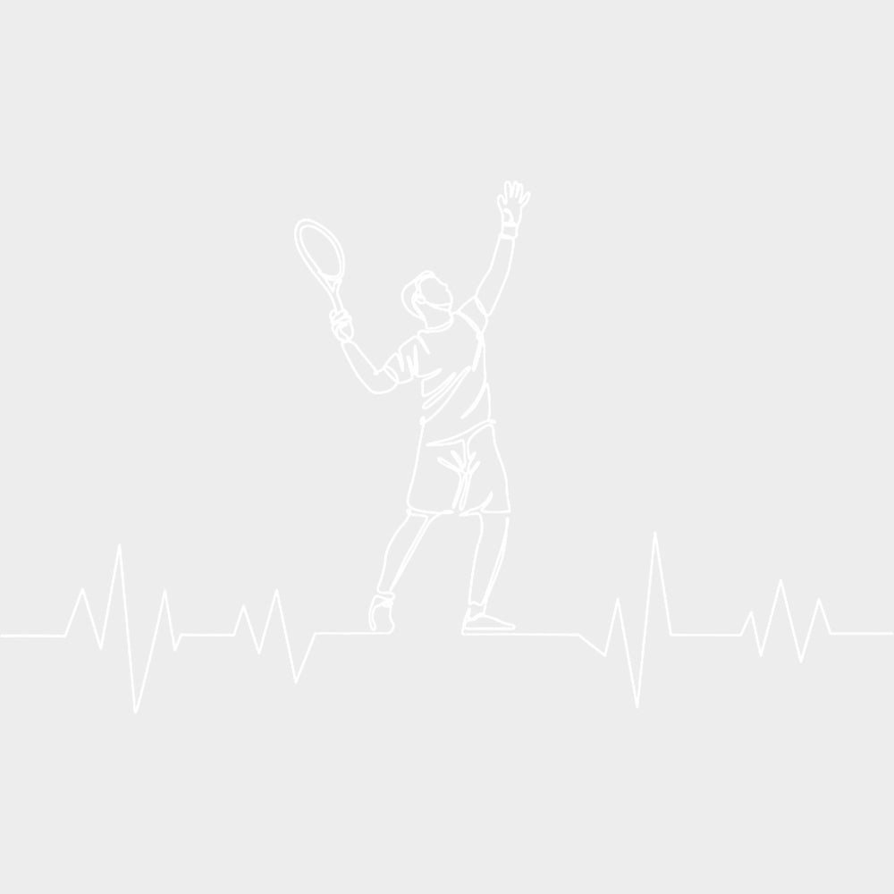 Serving Player ECG Line B&W - Tennis DTF Transfers Adult Unisex - S & M (10’’) / Light Color Design (See Imaging)