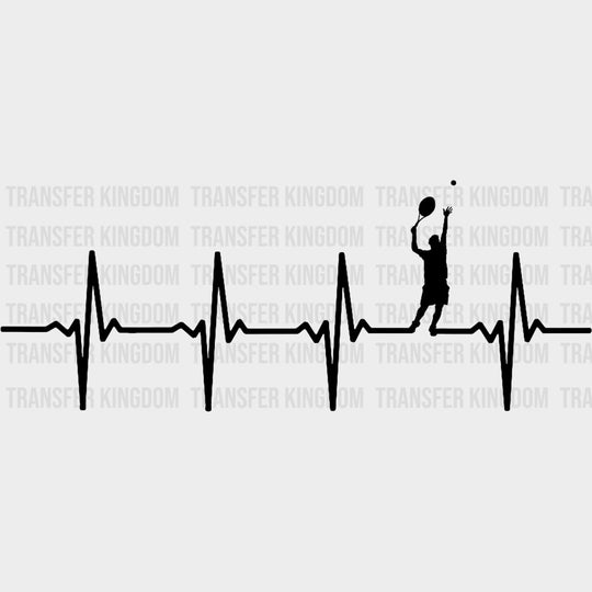 Serving Player ECG Line - Tennis DTF Transfers Adult Unisex - S & M (10’’) / Dark Color Design (See Imaging)