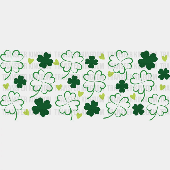 Shamrocks Green Hearts Design - UV DTF Transfer Cup Wrap UV DTF Sticker