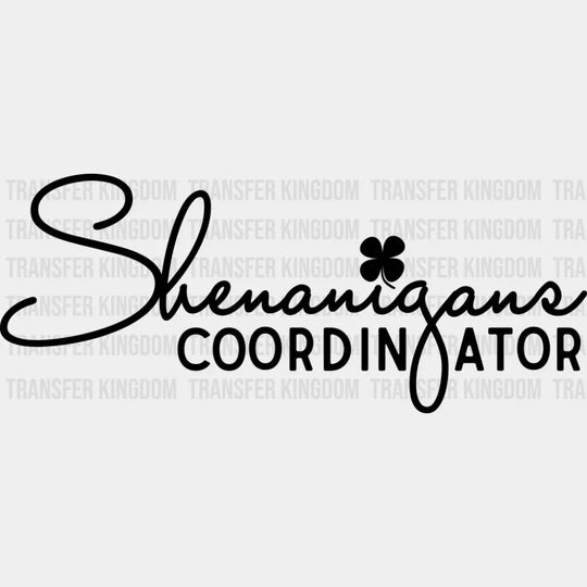 Shenanigans Black Green White - St. Patrick’s Day DTF Transfer Adult Unisex - S & M (10’’) / Dark Color Design (See