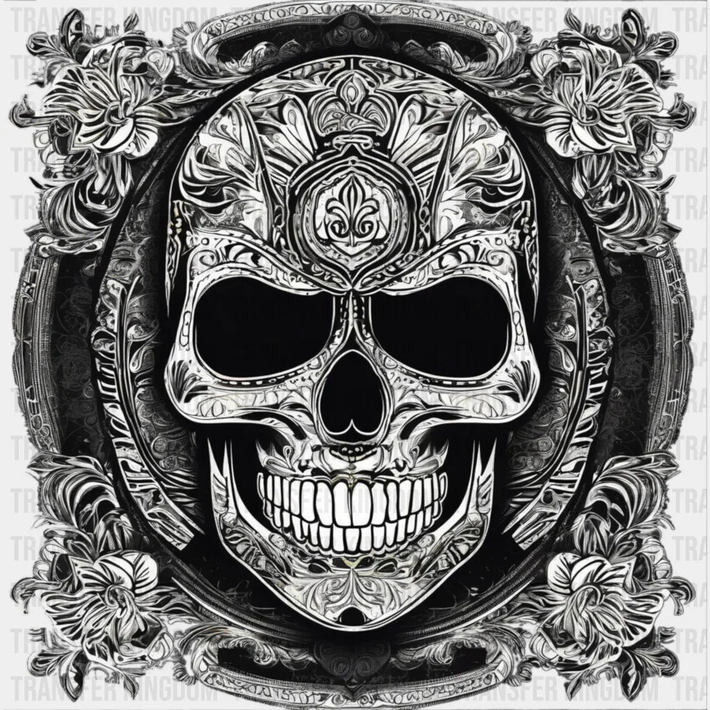 Silver Skull Halloween Design - Dtf Heat Transfer
