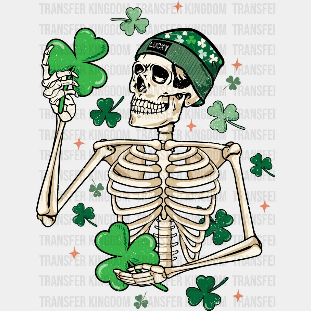 Skeleton Holding Clovers - St. Patrick’s Day DTF Transfer