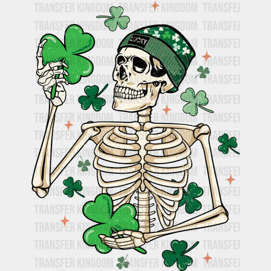 Skeleton Holding Clovers - St. Patrick’s Day DTF Transfer