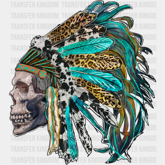 Skeleton War Bonnets Leopard Design - Iron On Dtf Transfer
