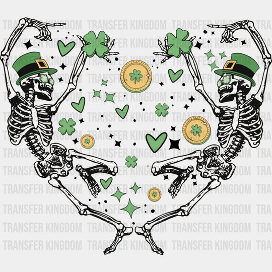 Skeletons Heart Shape - St. Patrick’s Day DTF Transfer Adult Unisex - S & M (10’’) / Dark Color Design (See Imaging)