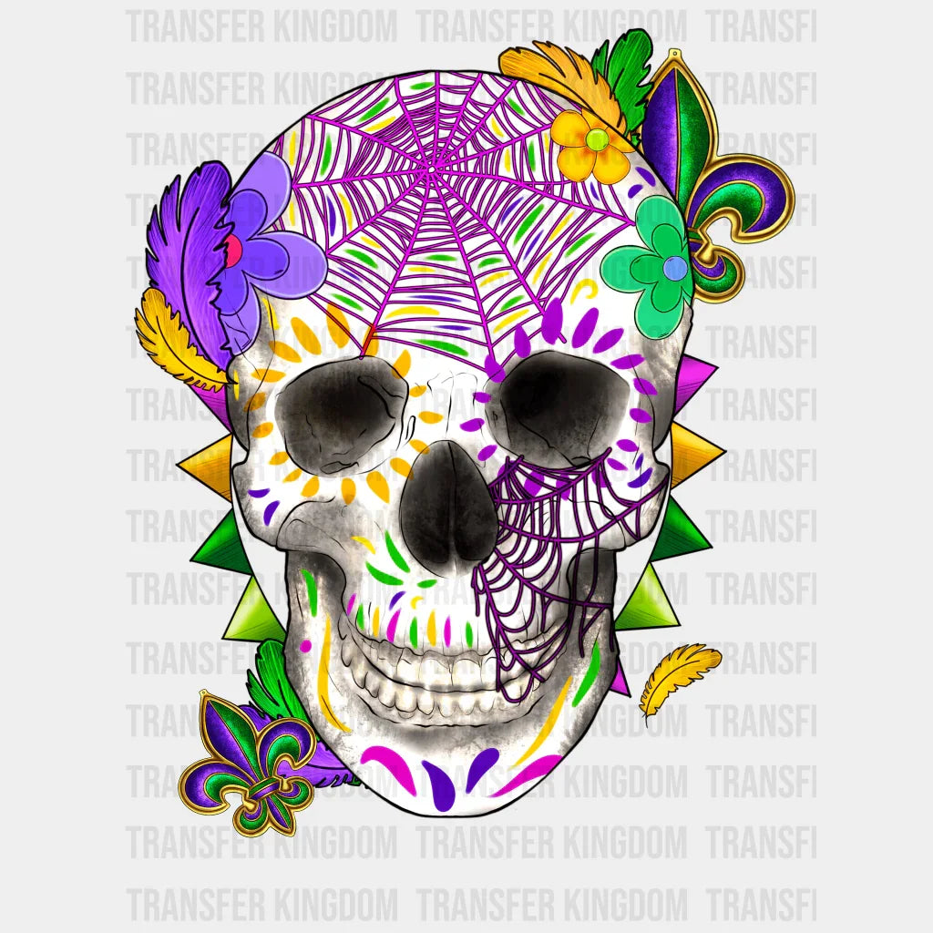 Skull Mardi Gras Design- Dtf Heat Transfer