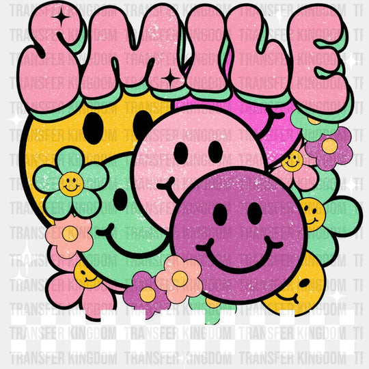 Smile Colorful Smileys - Good Vibes Dtf Transfer Unisex S & M (10’’) / Light Color Design See