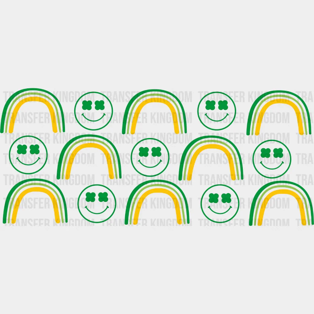 Smiley And Green Rainbows - St Patrick Cup Wrap Uv Sticker Permanent Dtf Decal