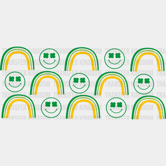 Smiley And Green Rainbows - St Patrick Cup Wrap Uv Sticker Permanent Dtf Decal