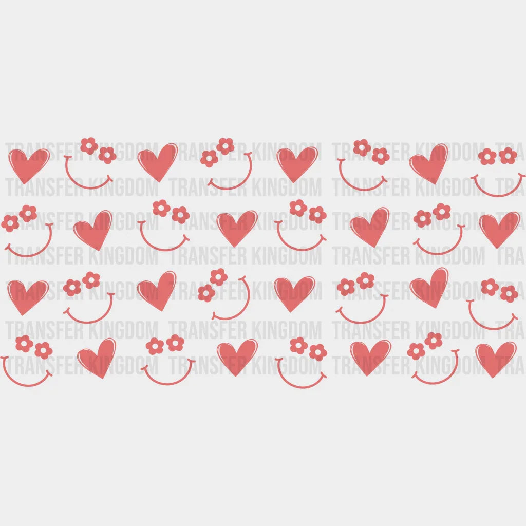 Smiley And Heart Uv Dtf Transfer Cup Wrap Sticker