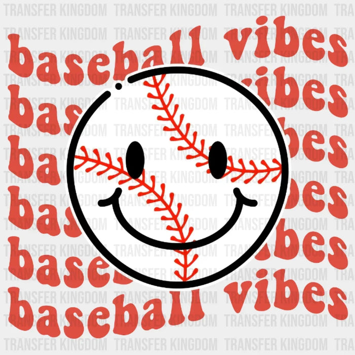 Smiley Baseball Vibes DTF Transfer