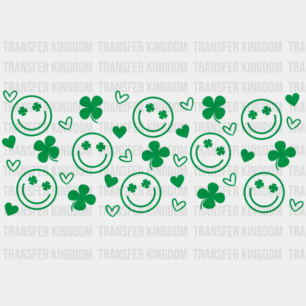 Smiley Four Leaf Clover Uv Dtf Transfer Cup Wrap Sticker