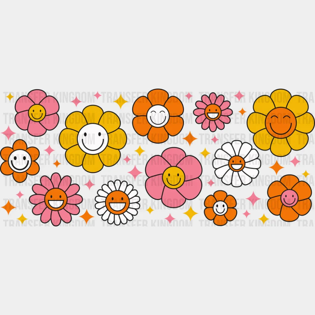 Smiling Flowers - General Cup Wrap UV Sticker Permanent UV DTF Decal UVDTF