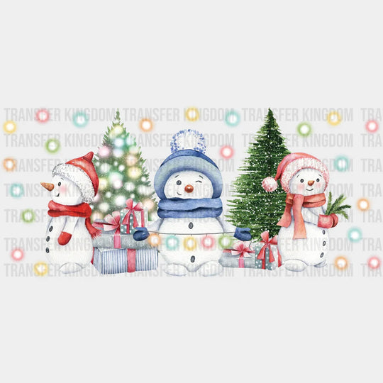 Snow Man Tree Design - Winter Cup Wrap Uv Sticker Permanent Dtf Decal