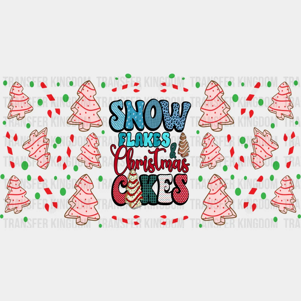 Snowflakes And Christmas Cakes - Cup Wrap Uv Sticker Permanent Dtf Decal