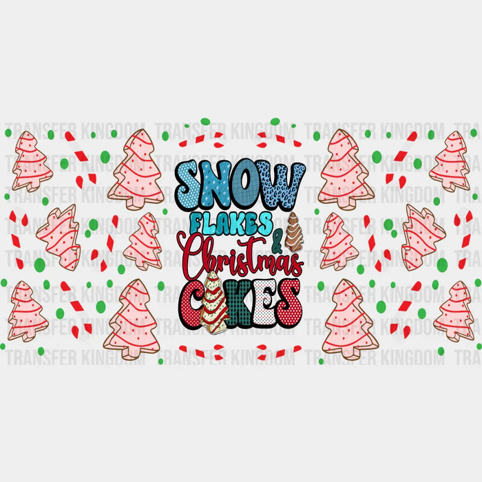 Snowflakes And Christmas Cakes - Christmas Cup Wrap UV Sticker Permanent UV DTF Decal