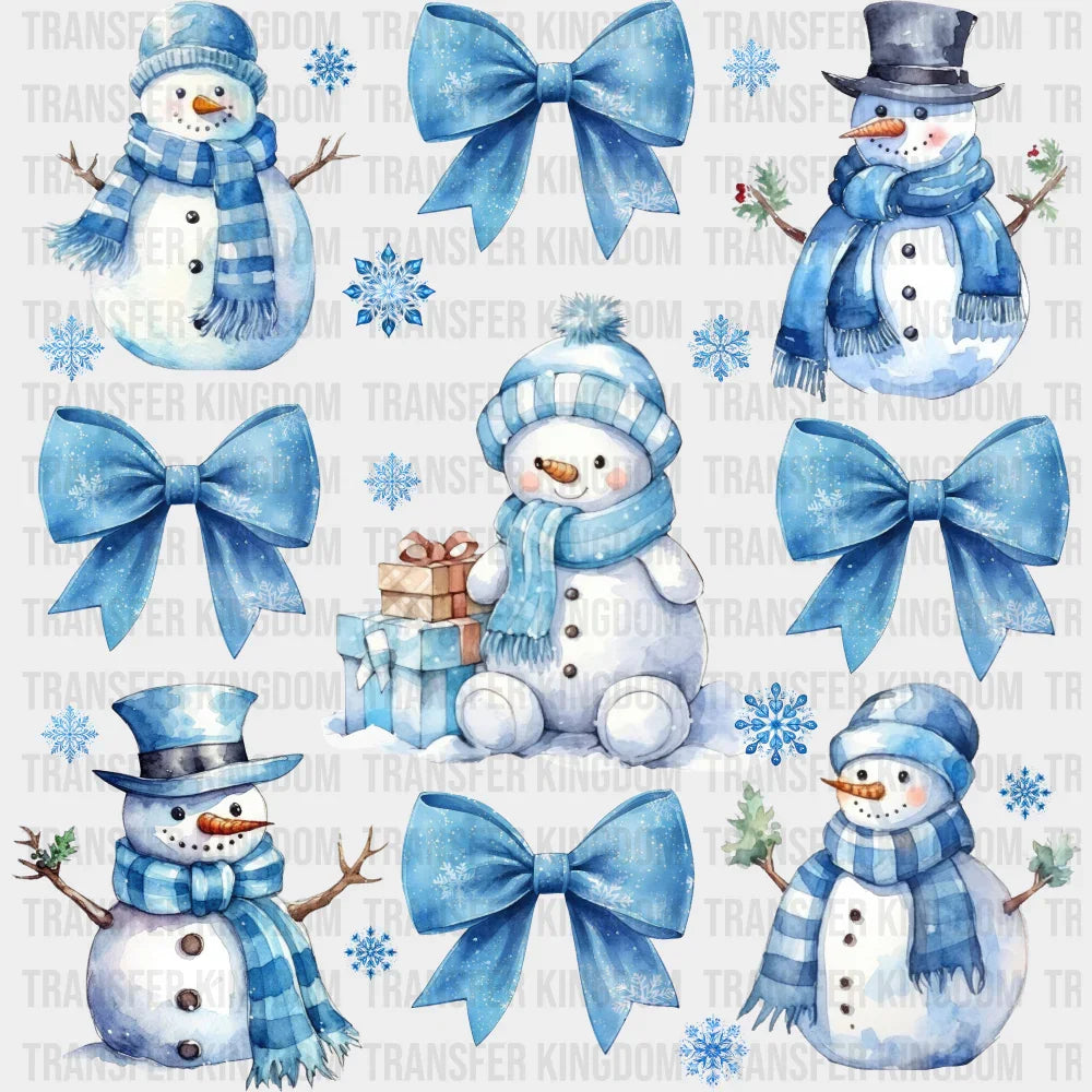 Snowman Blue Ribbons - Christmas DTF Transfer