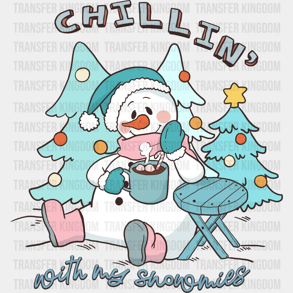 Snowman Chillin’ Design - Winter Iron On Dtf Transfer