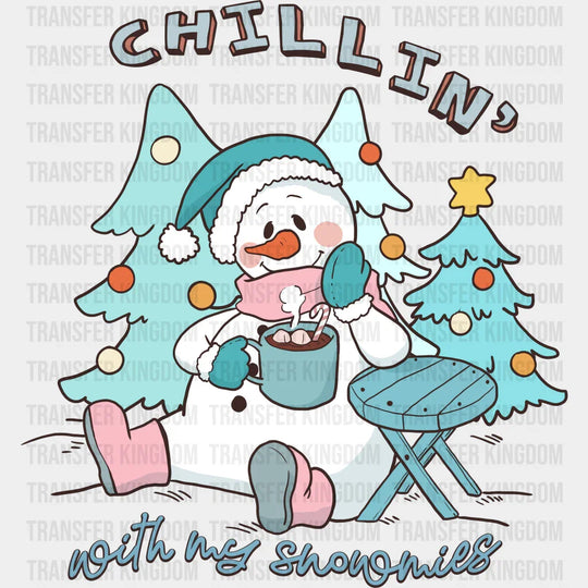 Snowman Chillin’ Design - Winter Iron On Dtf Transfer
