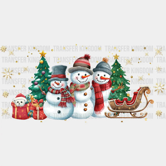 Snowman Sleigh Design - Winter Cup Wrap Uv Sticker Permanent Dtf Decal