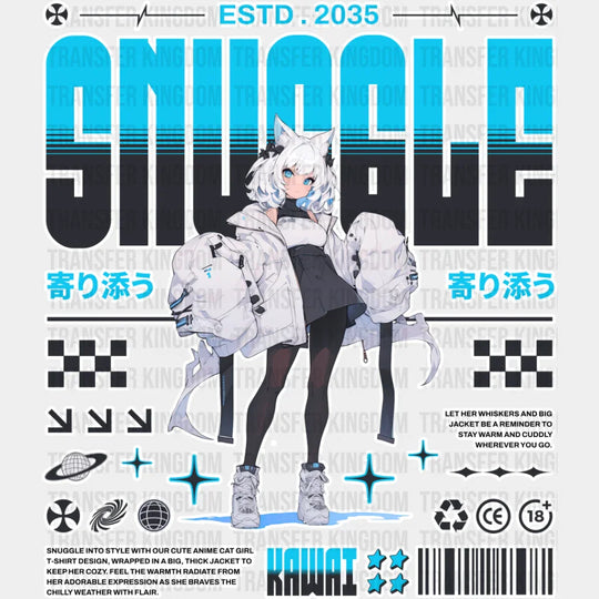 Snuggle Anime Girl - Dtf Heat Transfer Unisex S & M (10’’) / Light Color Design See Imaging