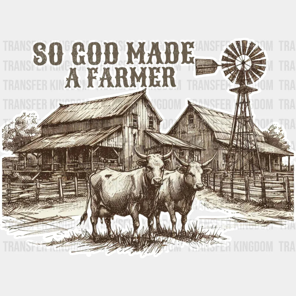 So God Made A Farmer - Dtf Transfer Unisex S & M (10’’) / Light Color Design See Imaging