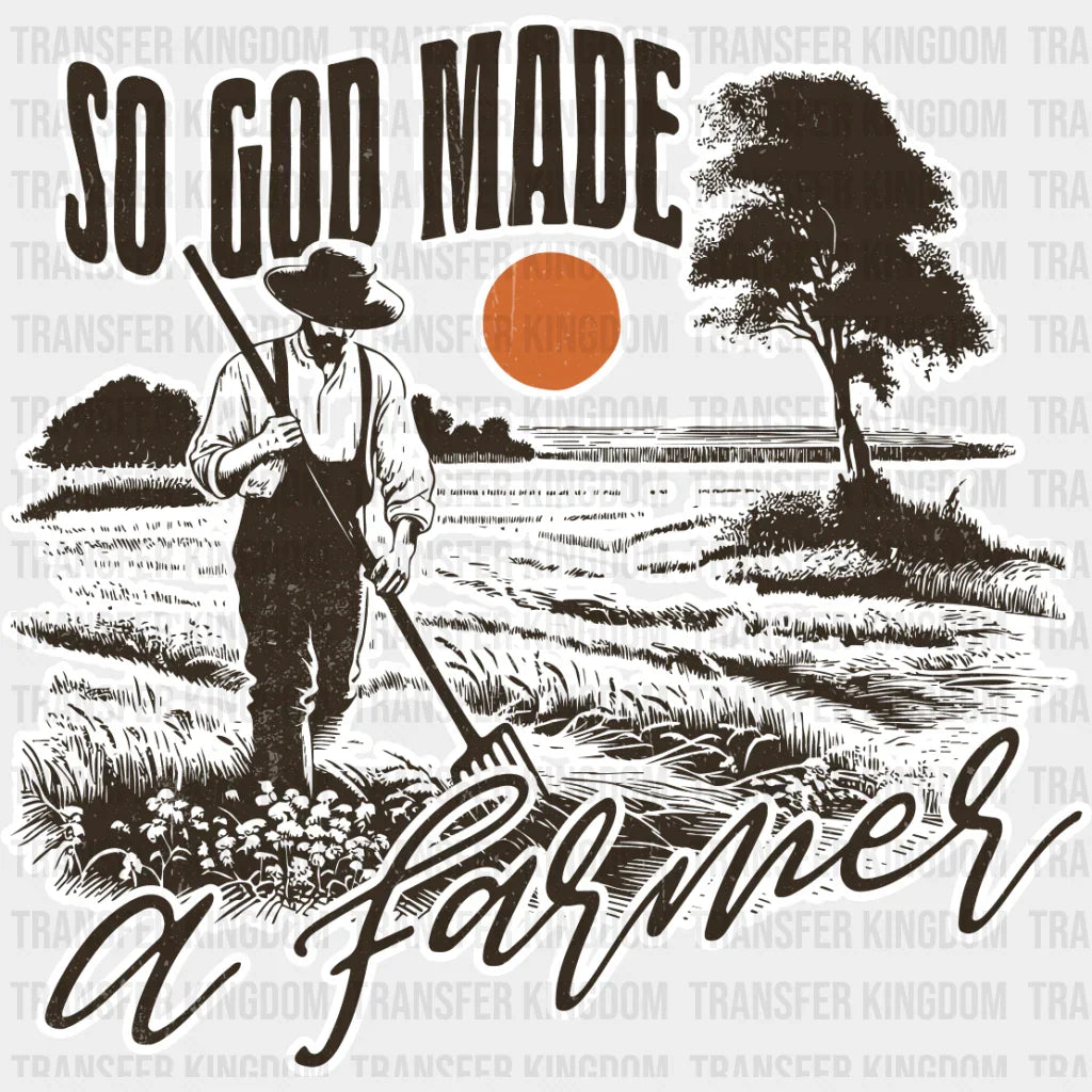 So God Made A Farmer Vintage - Dtf Transfer Unisex S & M (10’’) / Light Color Design See Imaging